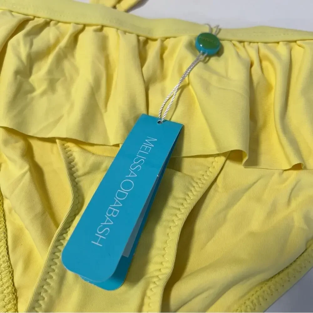 New Melissa Odabash India  Ruffle Bikini Set Bandeau Top Yellow Sz 8